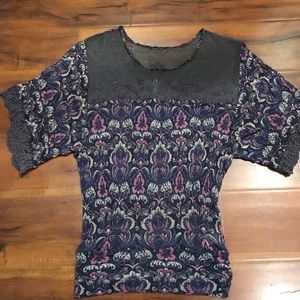 Free People sheer lace detail top